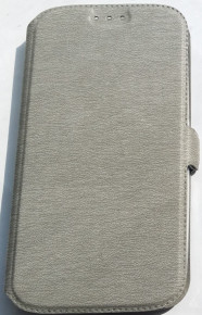 Кожен калъф тефтер стойка и клипс текстура дизайн FLEXI Book Style за  Alcatel One Touch Pop C7 7040 / 7040D / 7040x / 7041D сив